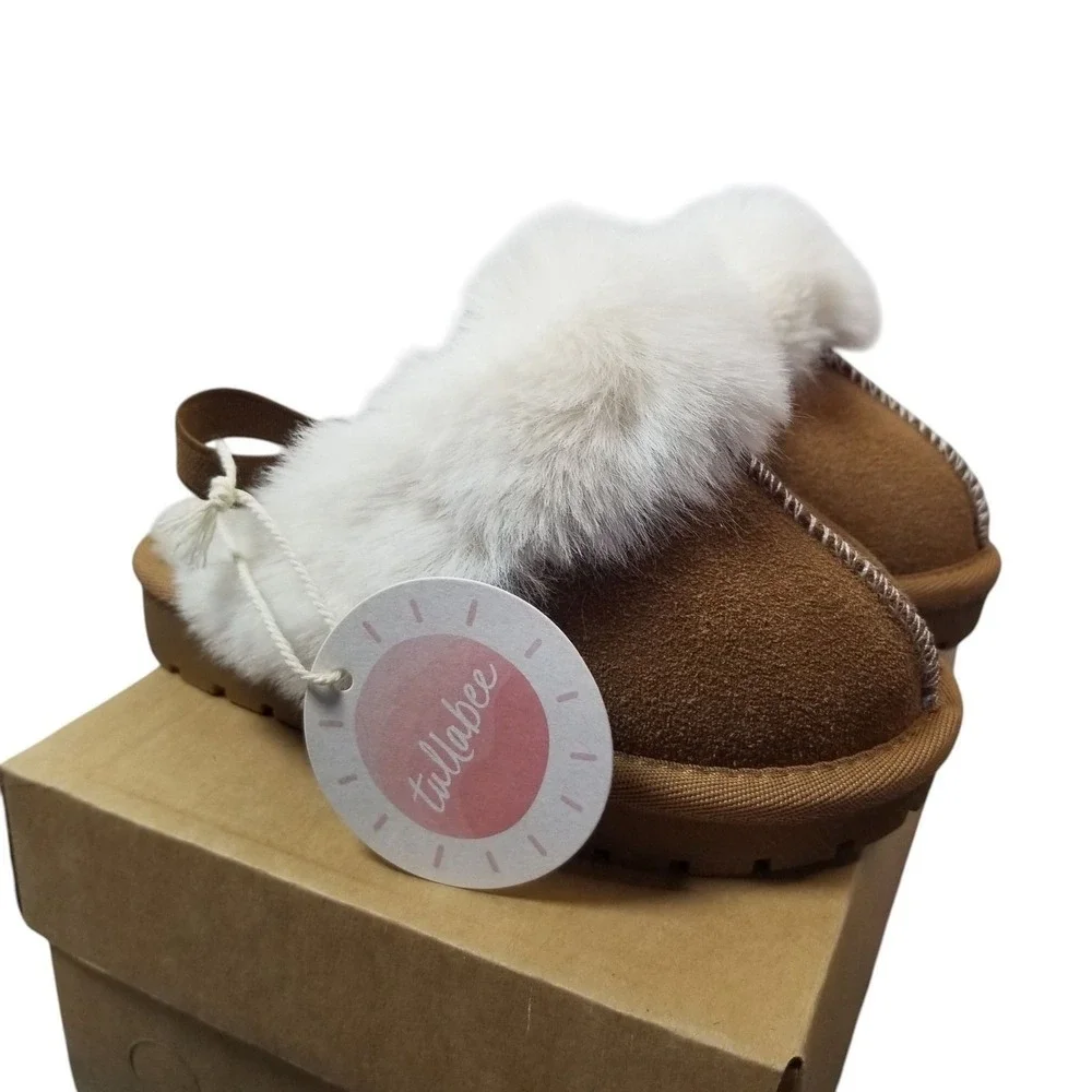 Tullabee Cleo Mini Slippers Kids 11 NWT Fluff Brown